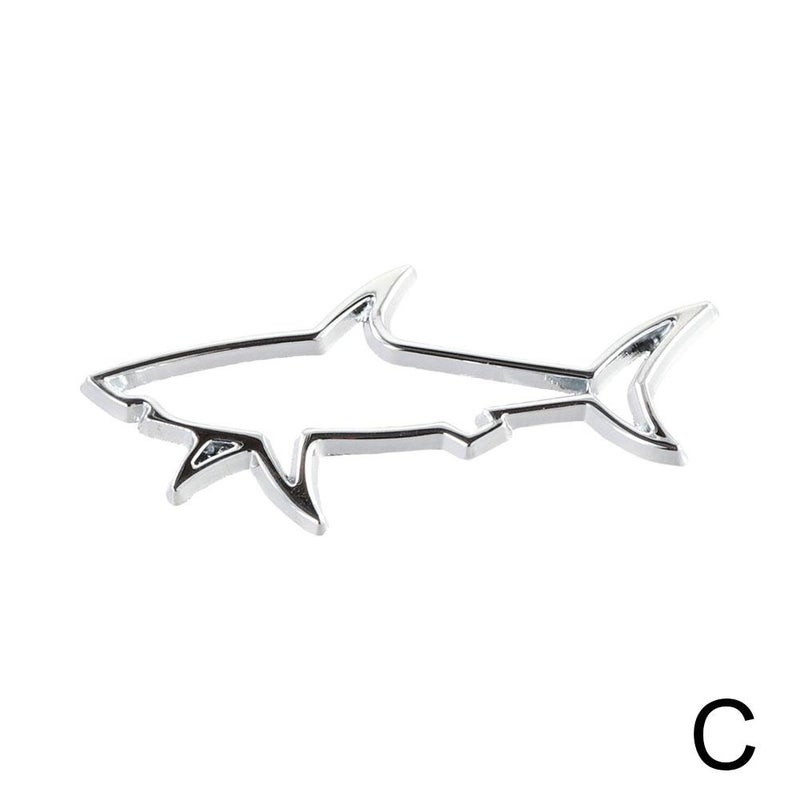 Car emblem Shark Outline Metal 3D Black Rear Motorcycle badge sticker New